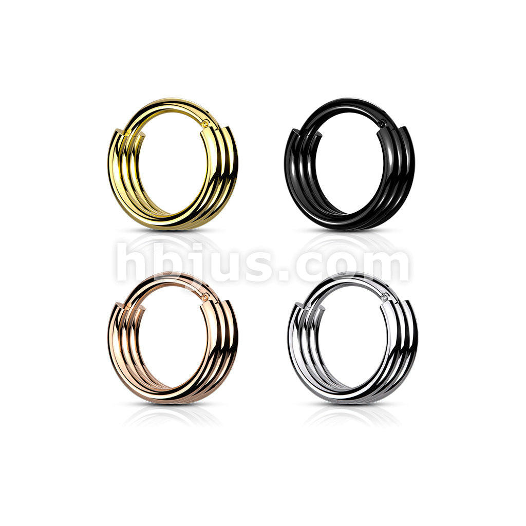 316L Surgical Steel Hinged Segment Hoop Rings with Triple Layered Hoops - Image 8