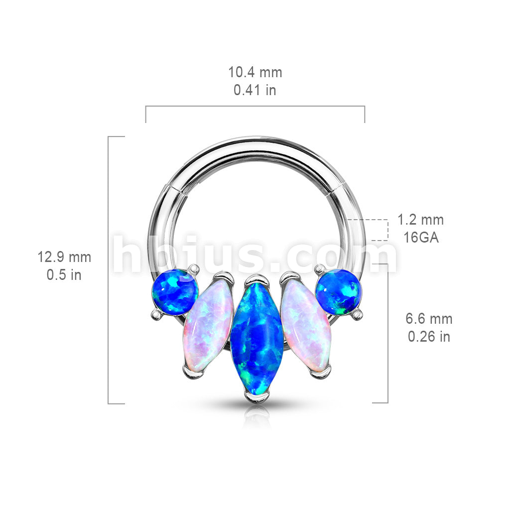 5-Marquise Opal Set 316L Surgical Steel Hinge Hoops for Ear, Nose... - Image 6