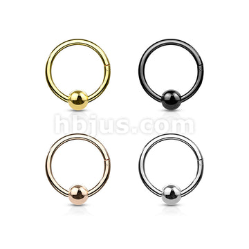 316L Surgical Steel Hinge Hoop Segment Rings with Ball for Ear... - Image 8