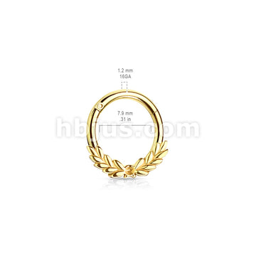 All 316L Surgical Steel Laurel Leaves Front Hinged Hoop Rings - Image 6