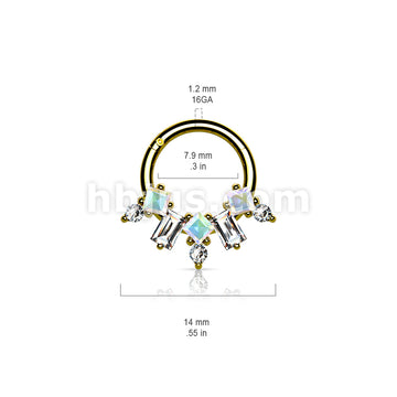 Multi CZ Fan 316L Surgical Steel Hinge Hoop Segment Rings - Image 6