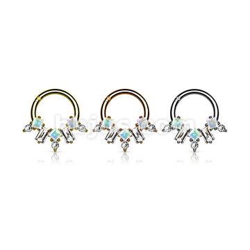 Multi CZ Fan 316L Surgical Steel Hinge Hoop Segment Rings - Image 7