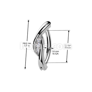 316L Surgical Steel 316L Surgical Steel Triple CZ Center Hinged Belly... - Image 4