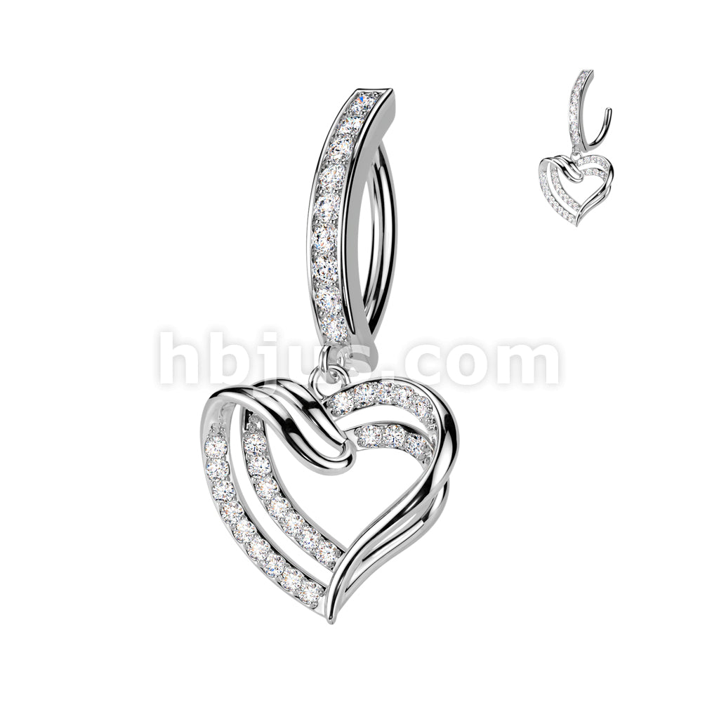 316L Surgical Steel 316L Surgical Steel Hinged CZ Pave Belly Button... - Image 2