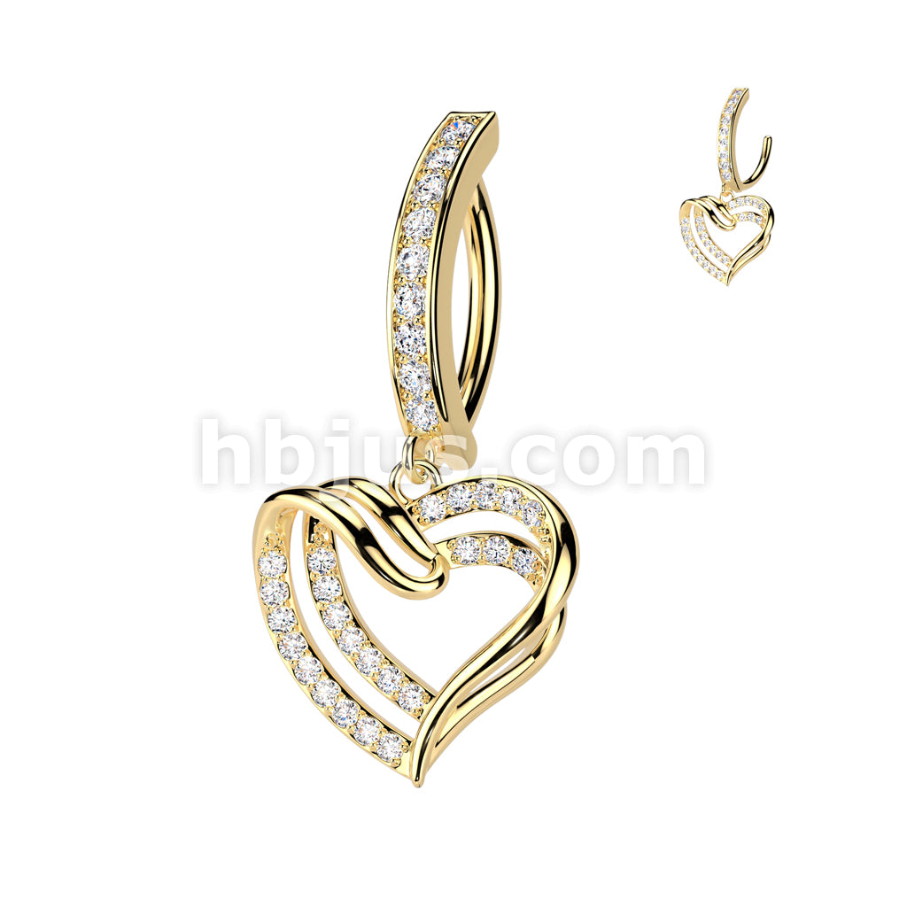 316L Surgical Steel 316L Surgical Steel Hinged CZ Pave Belly Button... - Image 3