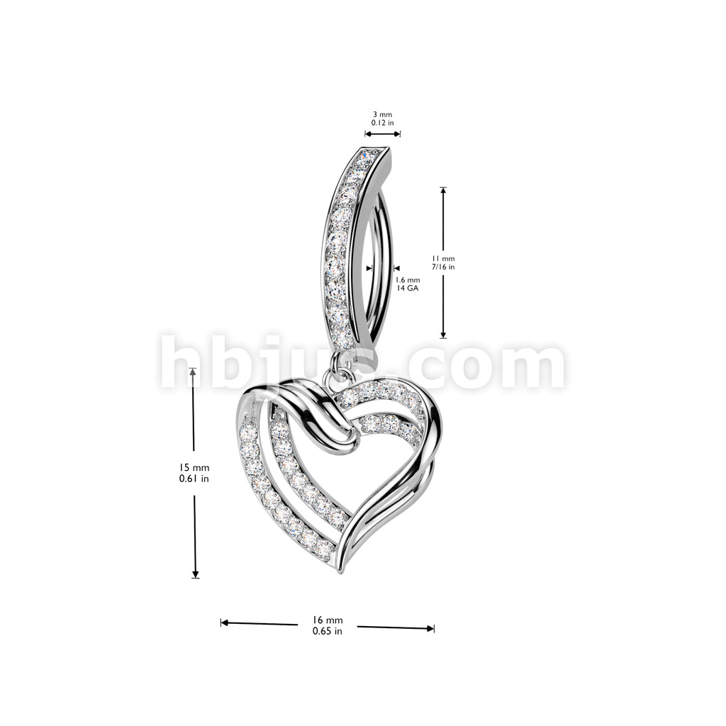 316L Surgical Steel 316L Surgical Steel Hinged CZ Pave Belly Button... - Image 4