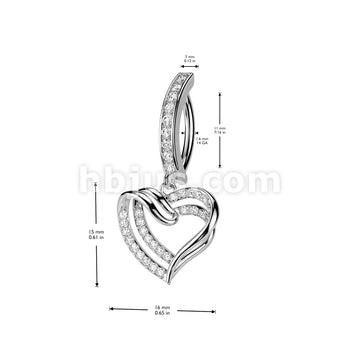 316L Surgical Steel 316L Surgical Steel Hinged CZ Pave Belly Button... - Image 4
