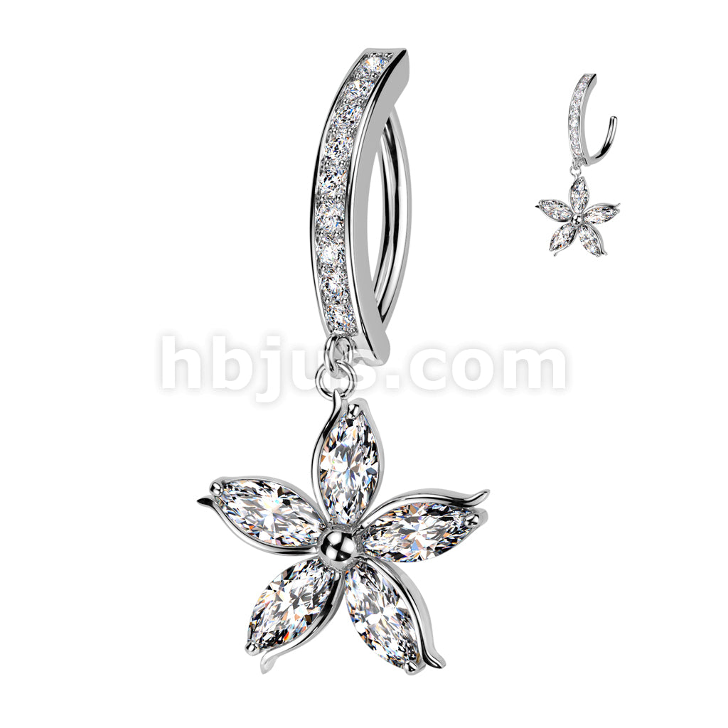 316L Surgical Steel 316L Surgical Steel Hinged Pave CZ Belly Button... - Image 2