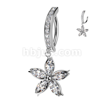 316L Surgical Steel 316L Surgical Steel Hinged Pave CZ Belly Button... - Image 2