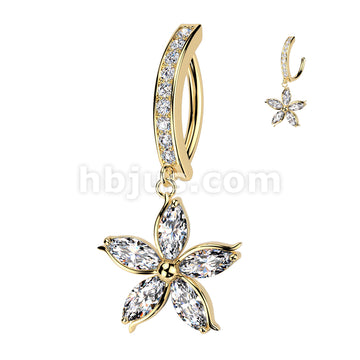 316L Surgical Steel 316L Surgical Steel Hinged Pave CZ Belly Button... - Image 3