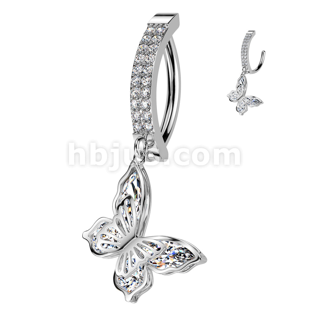 316L Surgical Steel 316L Surgical Steel Hinged Double Line Pave CZ... - Image 2