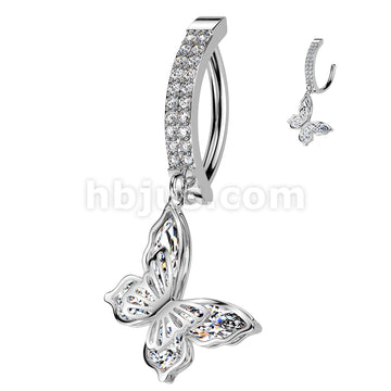 316L Surgical Steel 316L Surgical Steel Hinged Double Line Pave CZ... - Image 2