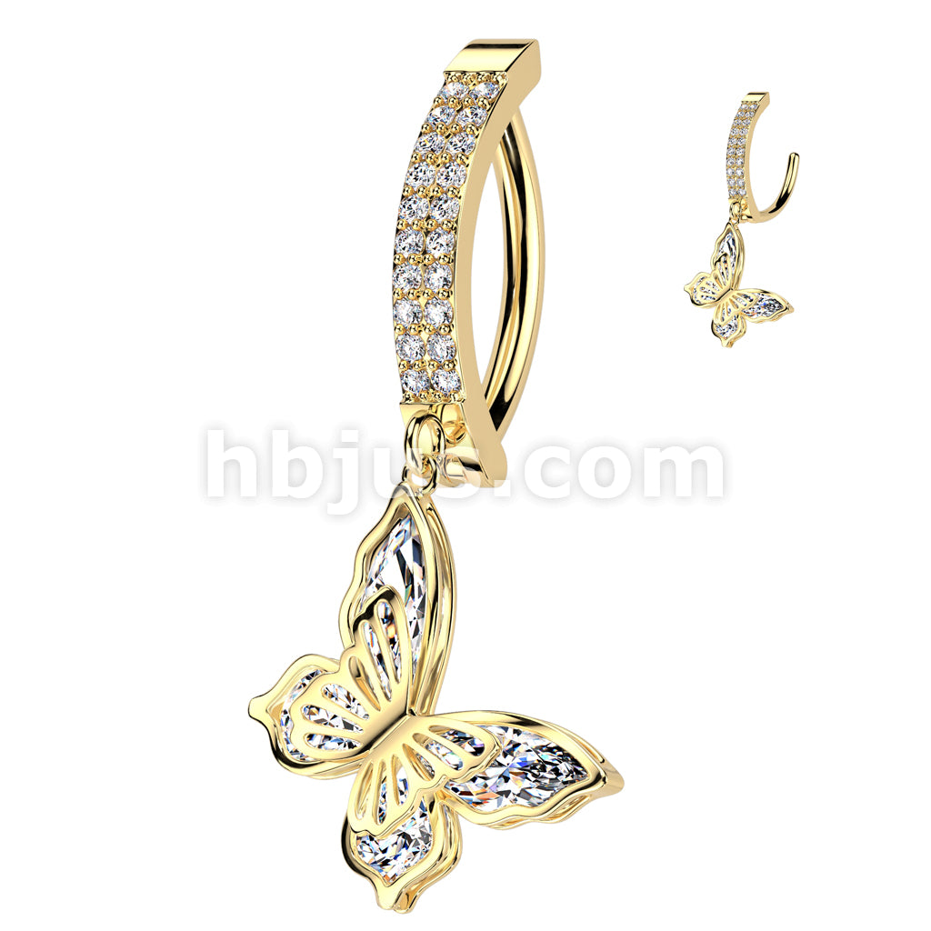 316L Surgical Steel 316L Surgical Steel Hinged Double Line Pave CZ... - Image 3