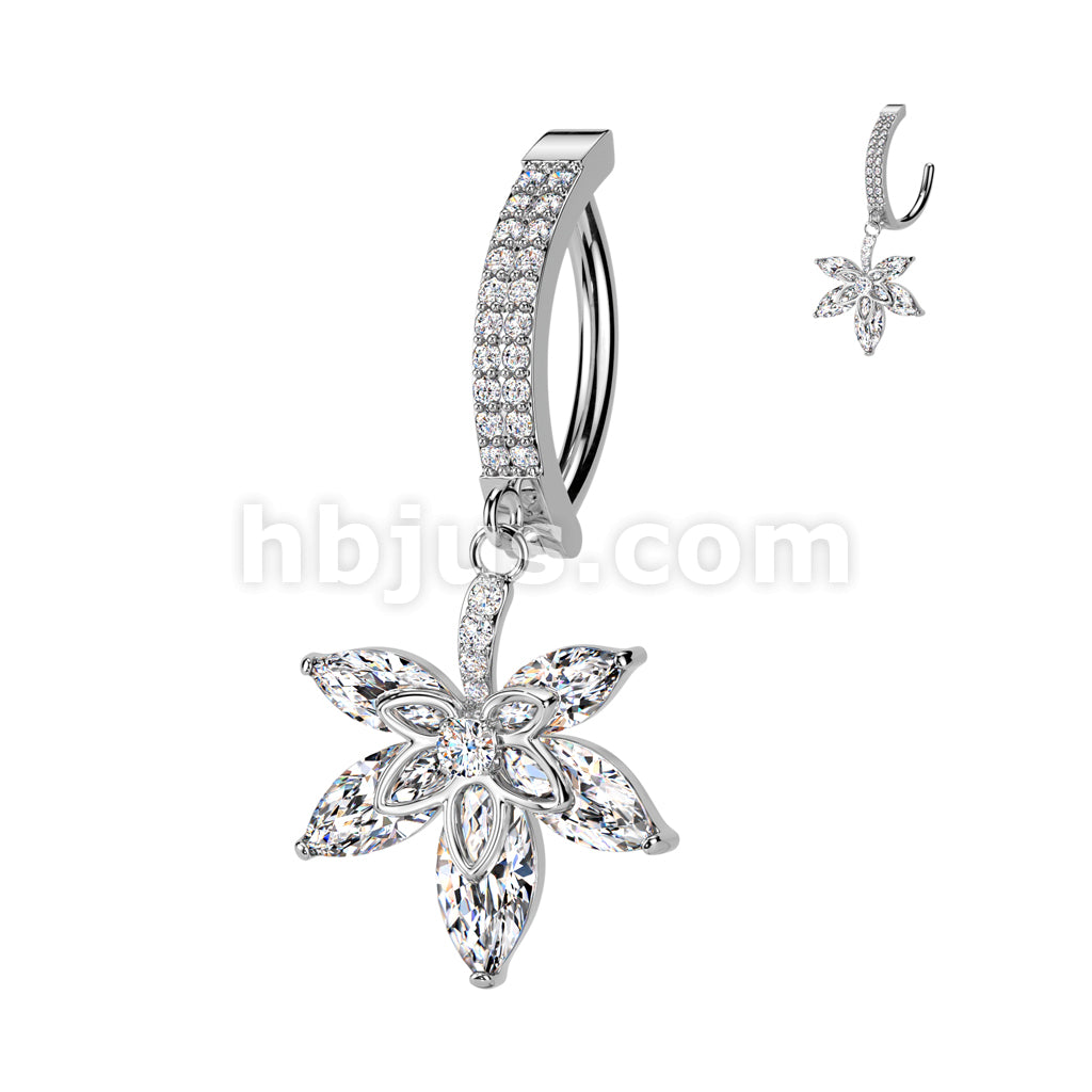 316L Surgical Steel 316L Surgical Steel Hinged Double CZ Pave Belly... - Image 2