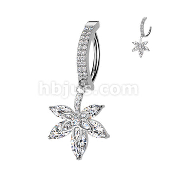 316L Surgical Steel 316L Surgical Steel Hinged Double CZ Pave Belly... - Image 2