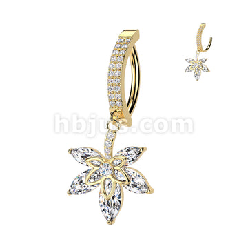 316L Surgical Steel 316L Surgical Steel Hinged Double CZ Pave Belly... - Image 3