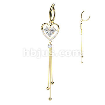 316L Surgical Steel Hinged Belly Button Ring With Square CZ Heart... - Image 3