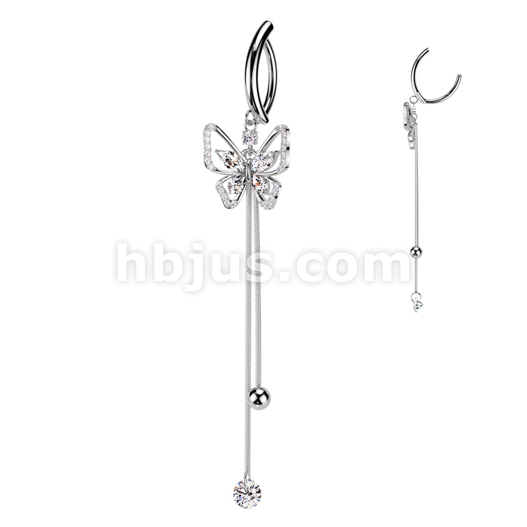 316L Surgical Steel 316L Surgical Steel Hinged CZ Butterfly Belly... - Image 2