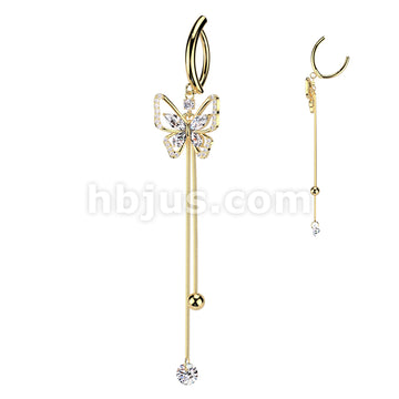316L Surgical Steel 316L Surgical Steel Hinged CZ Butterfly Belly... - Image 3