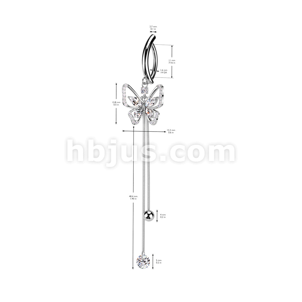 316L Surgical Steel 316L Surgical Steel Hinged CZ Butterfly Belly... - Image 4