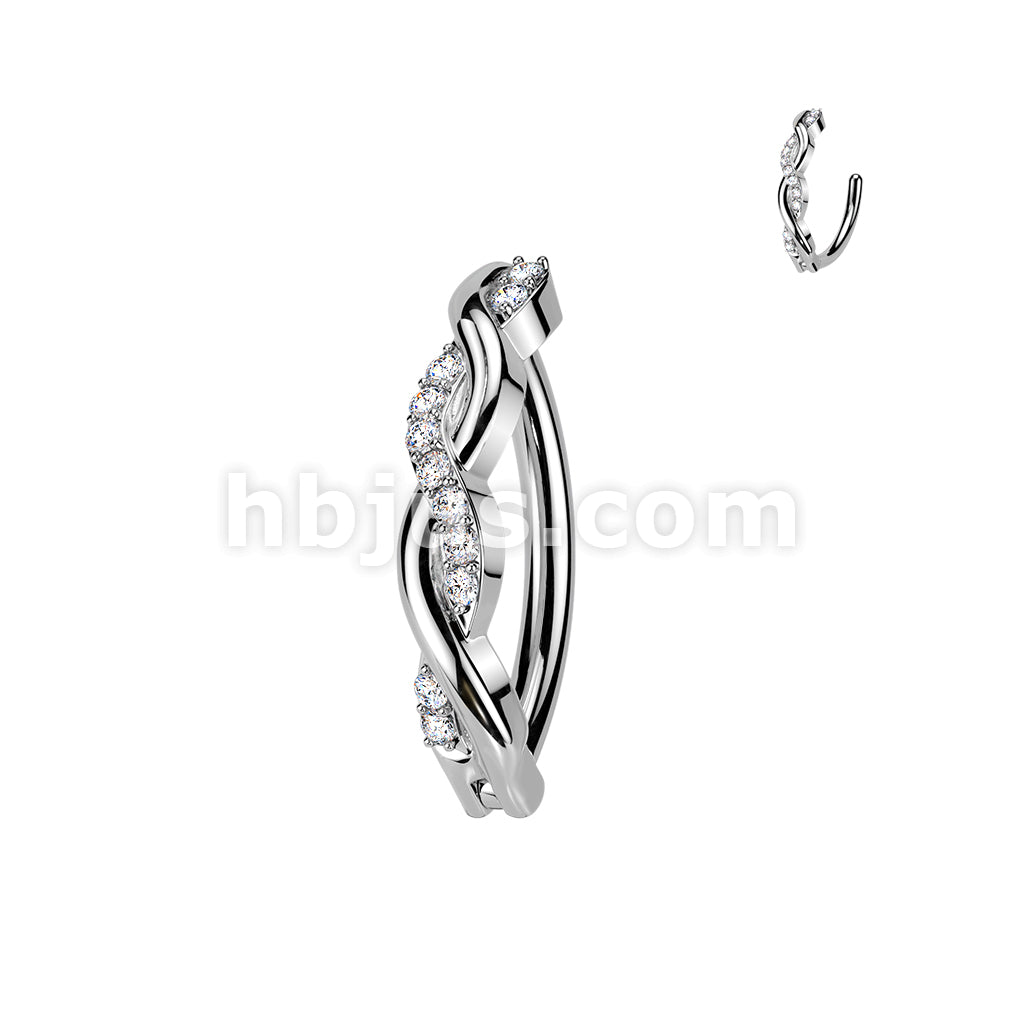 316L Surgical Steel 316L Surgical Steel Pave CZ Twist Hinged Belly... - Image 2