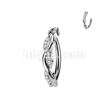 316L Surgical Steel 316L Surgical Steel Pave CZ Twist Hinged Belly... - Image 2