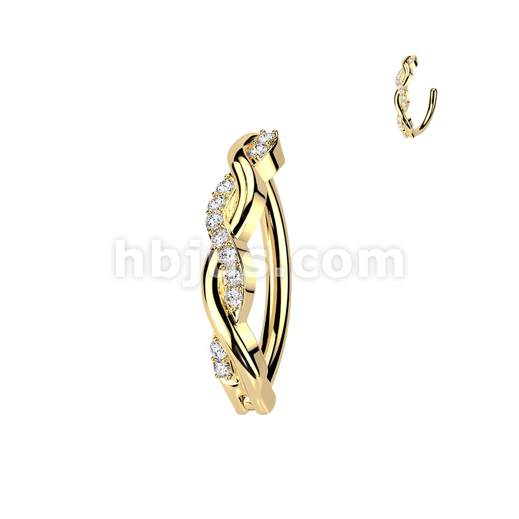 316L Surgical Steel 316L Surgical Steel Pave CZ Twist Hinged Belly... - Image 3