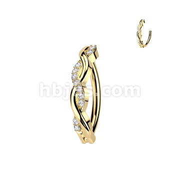 316L Surgical Steel 316L Surgical Steel Pave CZ Twist Hinged Belly... - Image 3
