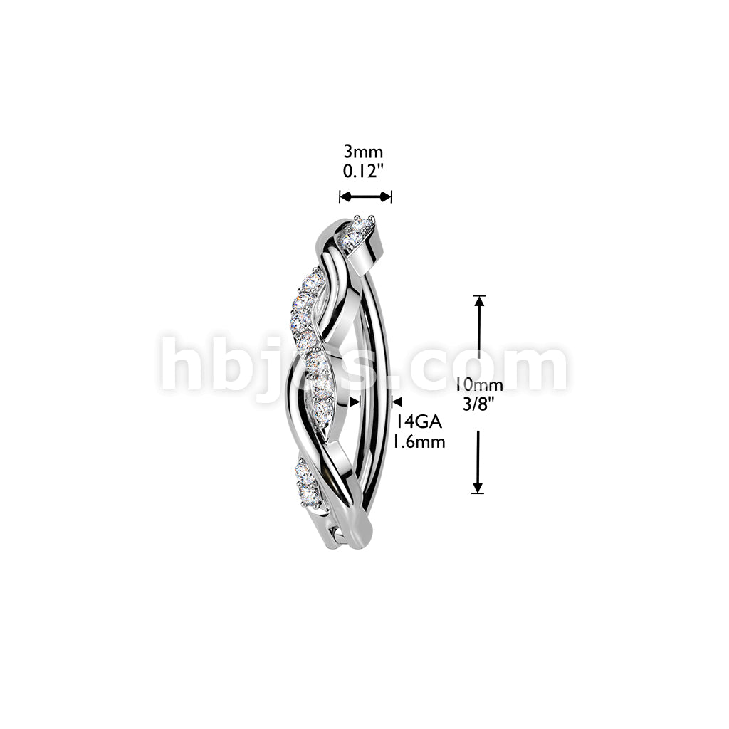 316L Surgical Steel 316L Surgical Steel Pave CZ Twist Hinged Belly... - Image 4