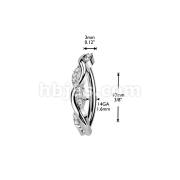 316L Surgical Steel 316L Surgical Steel Pave CZ Twist Hinged Belly... - Image 4
