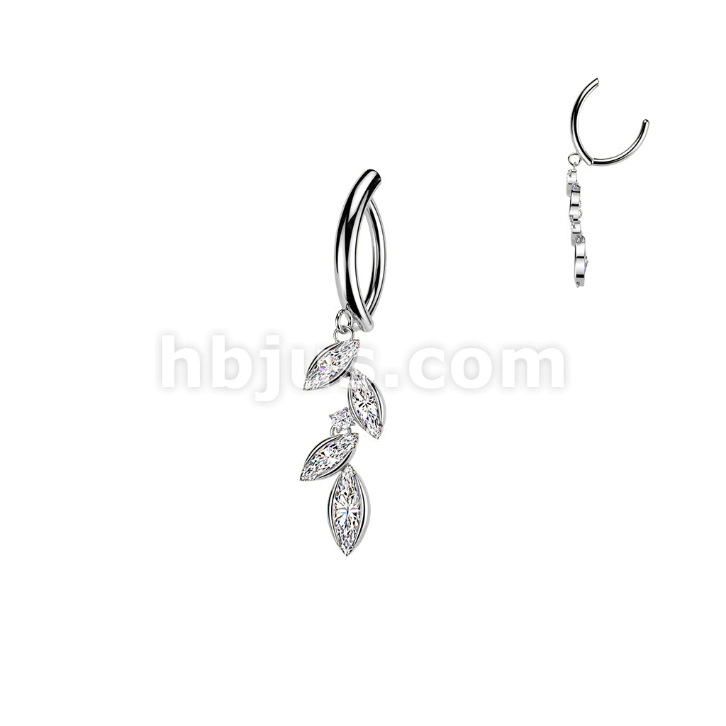 316L Surgical Steel 316L Hinged Belly Button Clicker Ring With Marquise... - Image 2