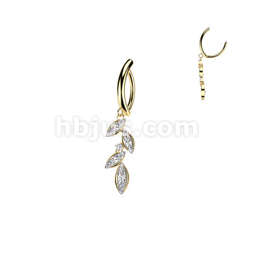 316L Surgical Steel 316L Hinged Belly Button Clicker Ring With Marquise... - Image 3