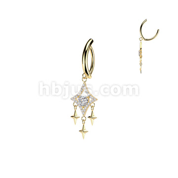316L Surgical Steel 316L Hinged Belly Button Clicker Ring With Pave CZ... - Image 3