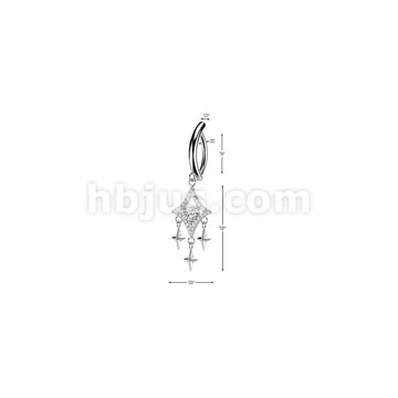 316L Surgical Steel 316L Hinged Belly Button Clicker Ring With Pave CZ... - Image 4