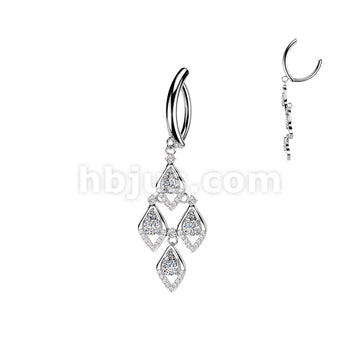 316L Surgical Steel 316L Hinged Belly Button Clicker Ring With Teardrop... - Image 2