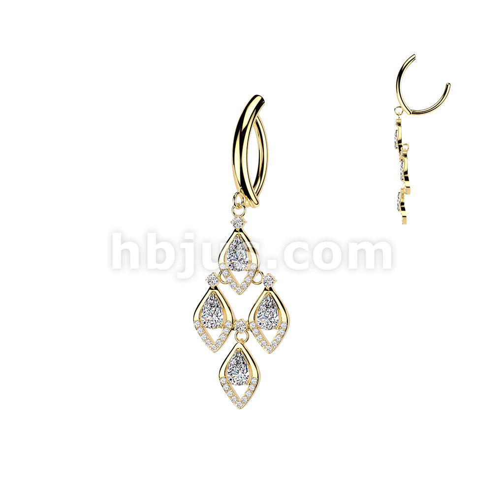 316L Surgical Steel 316L Hinged Belly Button Clicker Ring With Teardrop... - Image 3