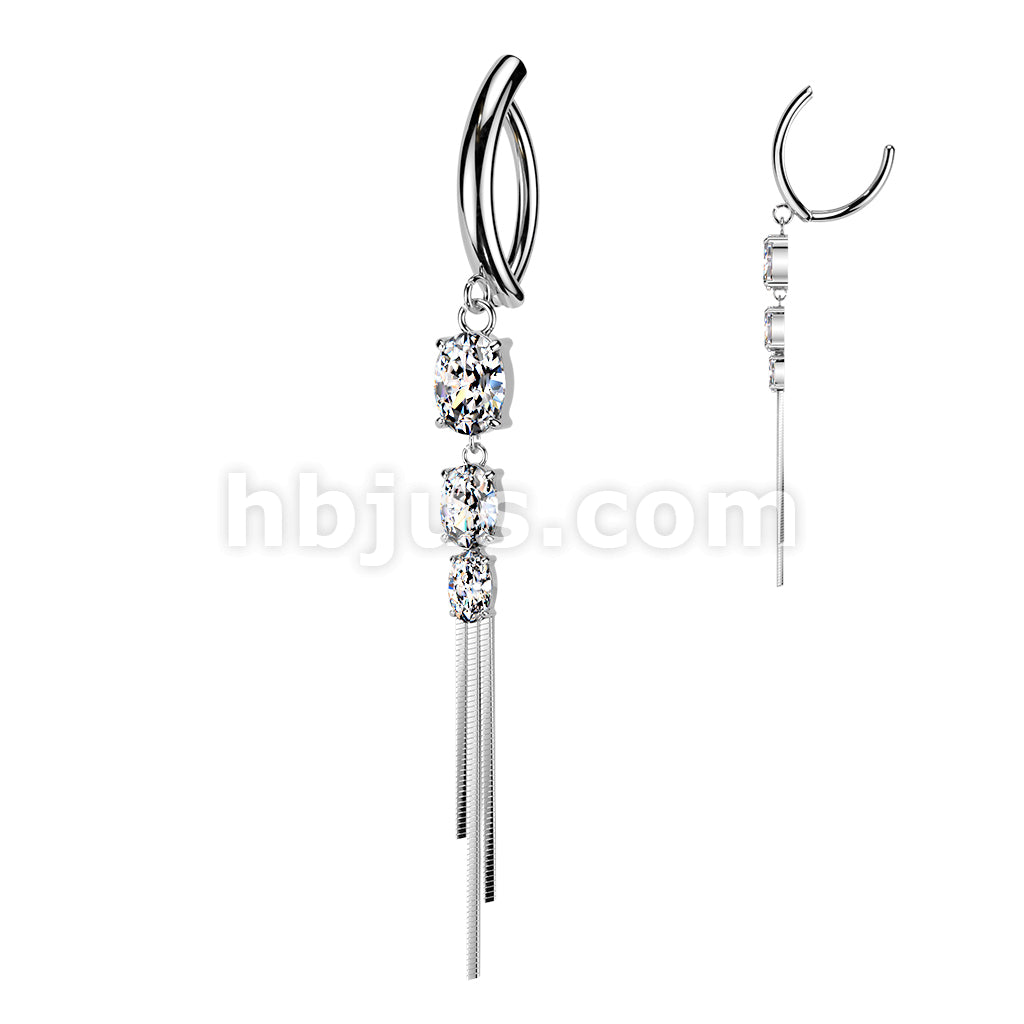 316L Surgical Steel 316L Hinged Belly Button Clicker Ring With Triple... - Image 2