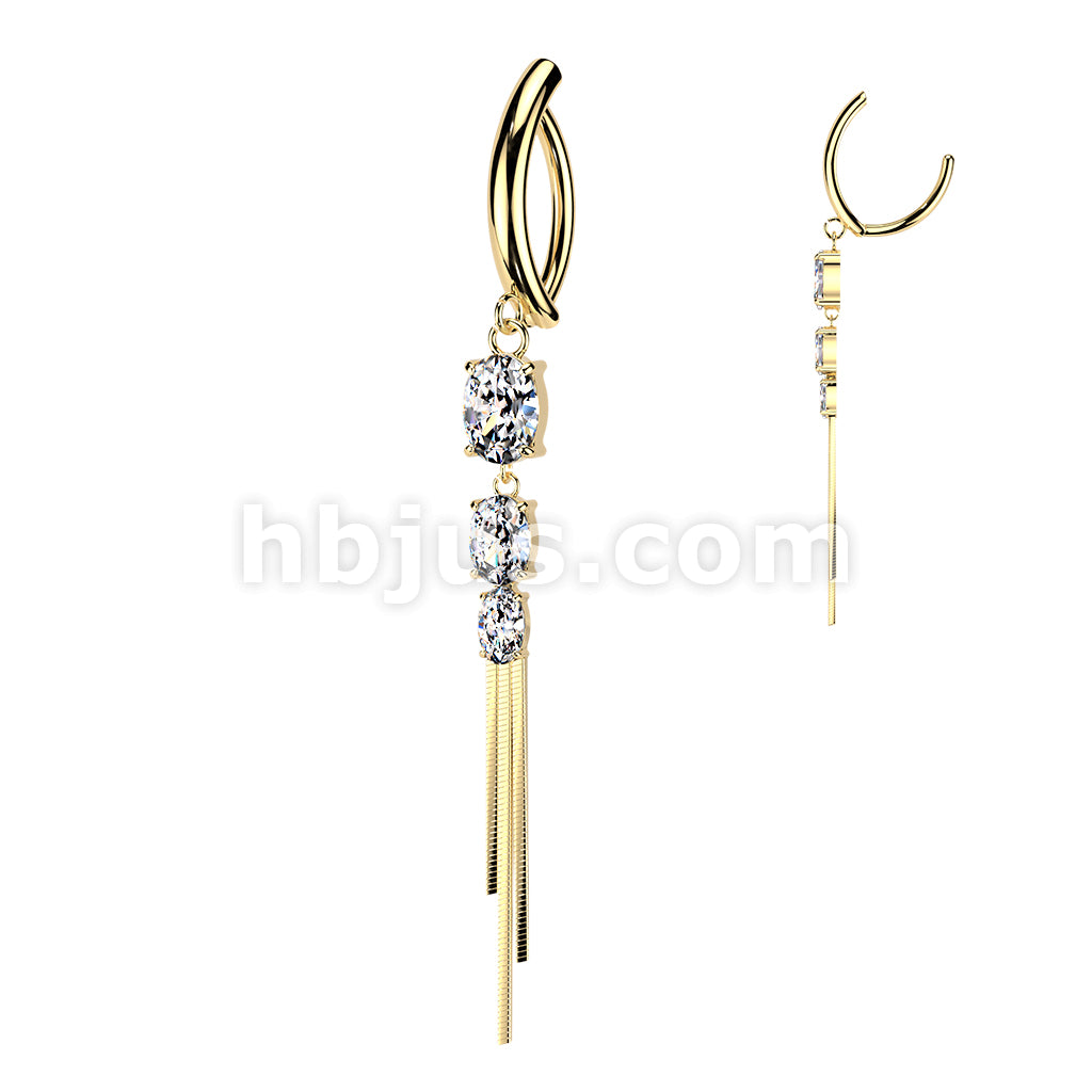 316L Surgical Steel 316L Hinged Belly Button Clicker Ring With Triple... - Image 3