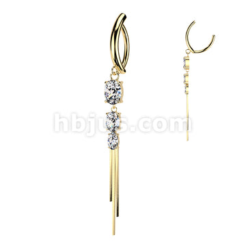 316L Surgical Steel 316L Hinged Belly Button Clicker Ring With Triple... - Image 3