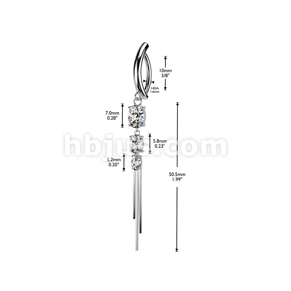 316L Surgical Steel 316L Hinged Belly Button Clicker Ring With Triple... - Image 4