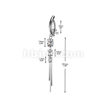 316L Surgical Steel 316L Hinged Belly Button Clicker Ring With Triple... - Image 4