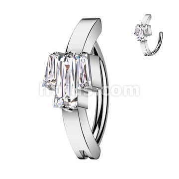 316L Surgical Steel 316L Surgical Steel Hinged Belly Button Ring With 3... - Image 2