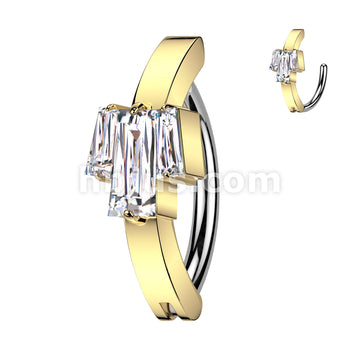 316L Surgical Steel 316L Surgical Steel Hinged Belly Button Ring With 3... - Image 3