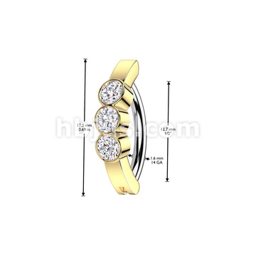 316L Surgical Steel 316L Surgical Steel Hinged 3 Bezel Set CZ Belly... - Image 4