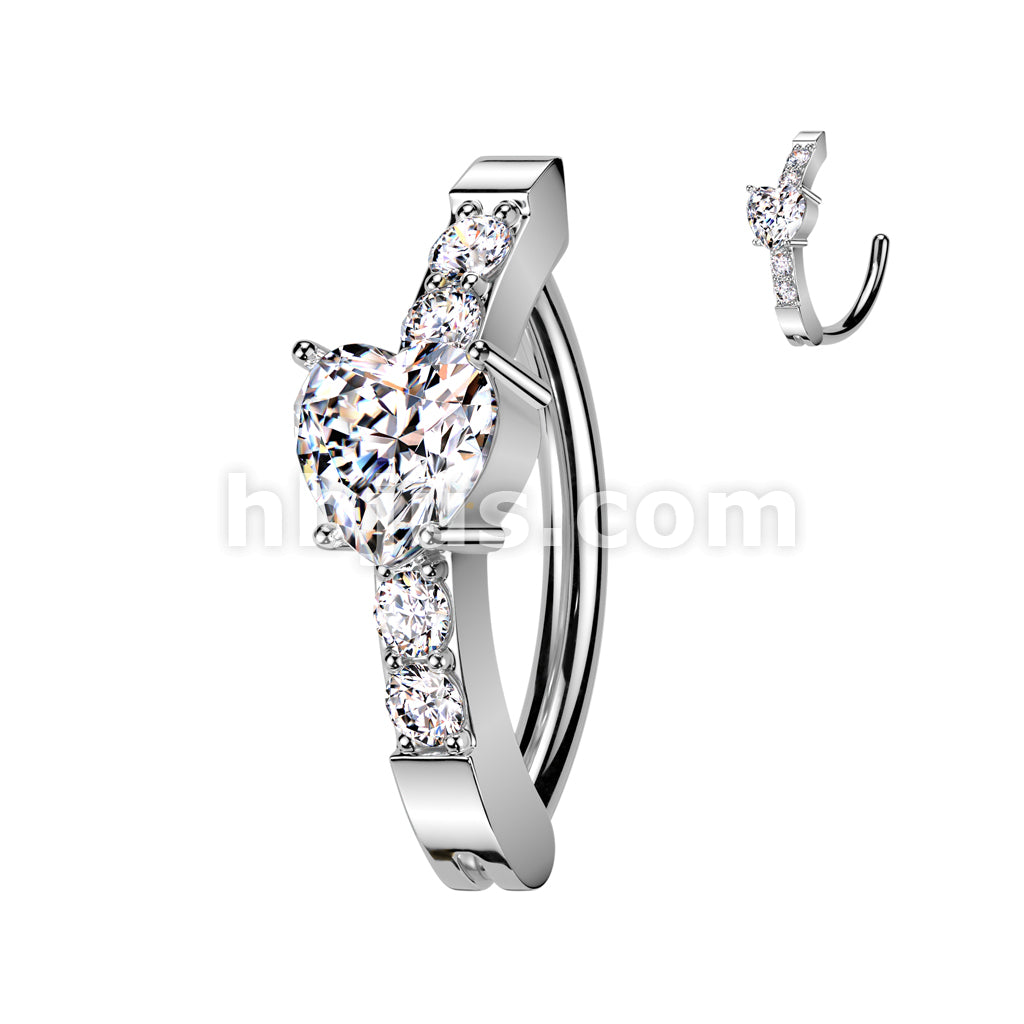 316L Surgical Steel 316L Surgical Steel Hinged Belly Button Ring With... - Image 2