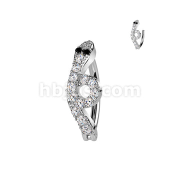316L Surgical Steel 316L Hinged CZ Pave Snake Belly Button Ring - Image 2