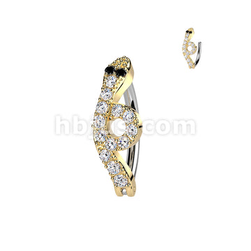 316L Surgical Steel 316L Hinged CZ Pave Snake Belly Button Ring - Image 3