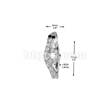316L Surgical Steel 316L Hinged CZ Pave Snake Belly Button Ring - Image 4