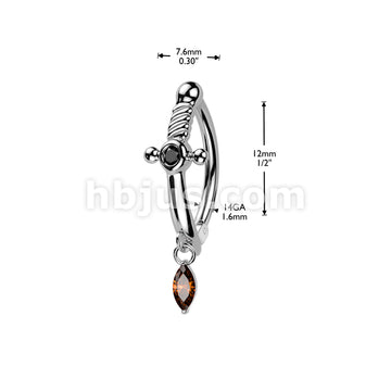 316L Surgical Steel 316L Hinged Dagger Belly Button Ring With Marquise... - Image 4
