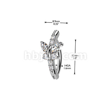 316L Surgical Steel 316L Hinged CZ Butterfly Belly Button Ring - Image 4
